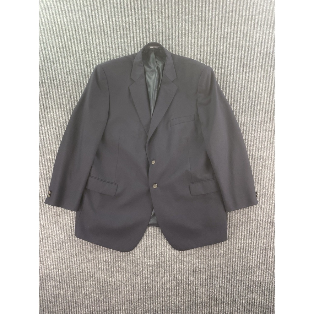 Saddlebred Blazer 48 R Blue Wool Solid Hopsack University Brass Logo Premium
